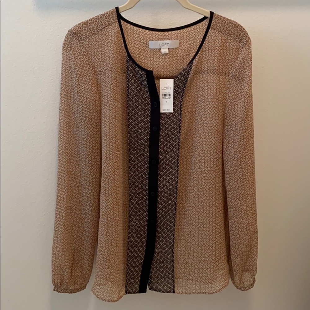 Loft tan print blouse